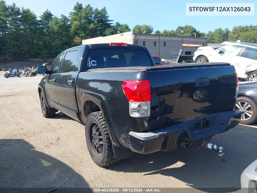 2010 Toyota Tundra Grade 5.7L V8 VIN: 5TFDW5F12AX126043 Lot: 40339295