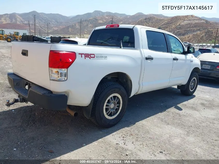 2010 Toyota Tundra Grade 5.7L V8 VIN: 5TFDY5F17AX145617 Lot: 40353747