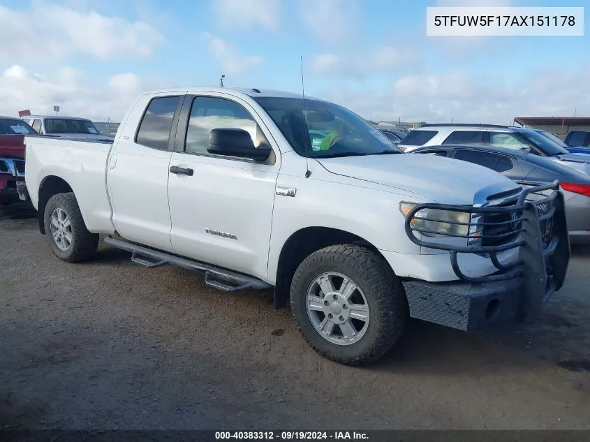 5TFUW5F17AX151178 2010 Toyota Tundra Grade 5.7L V8