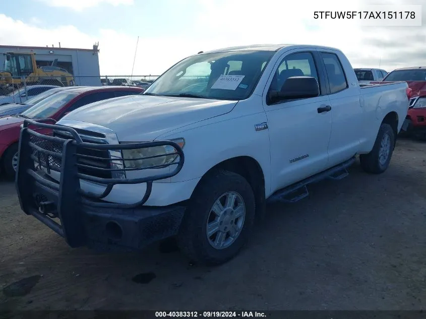 5TFUW5F17AX151178 2010 Toyota Tundra Grade 5.7L V8