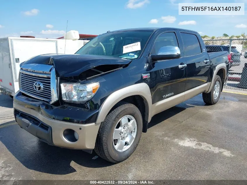 2010 Toyota Tundra Limited 5.7L V8 VIN: 5TFHW5F16AX140187 Lot: 40422532