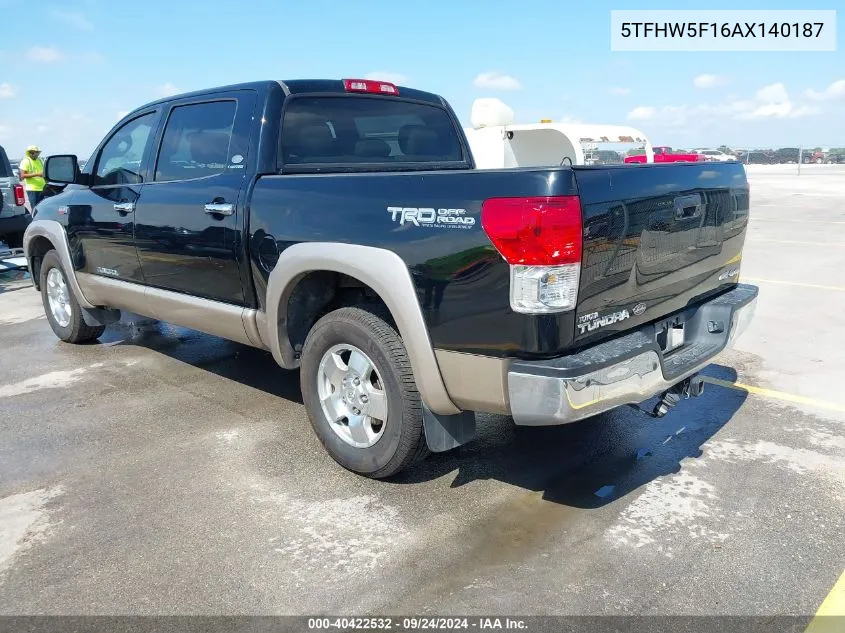 2010 Toyota Tundra Limited 5.7L V8 VIN: 5TFHW5F16AX140187 Lot: 40422532