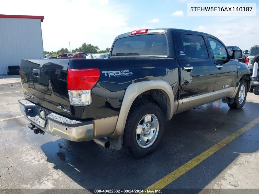 2010 Toyota Tundra Limited 5.7L V8 VIN: 5TFHW5F16AX140187 Lot: 40422532