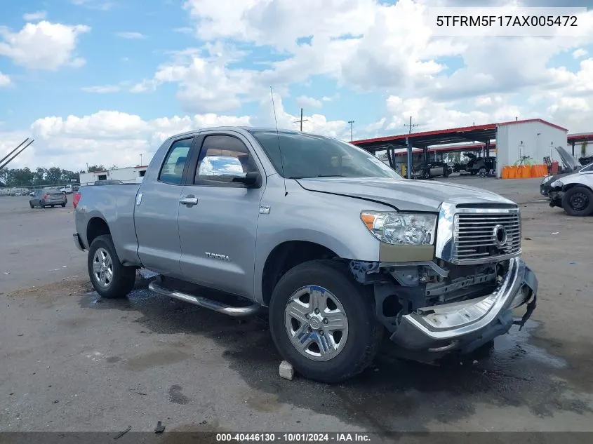 2010 Toyota Tundra Grade 4.6L V8 VIN: 5TFRM5F17AX005472 Lot: 40446130