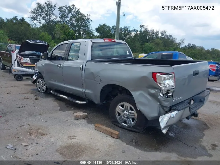 2010 Toyota Tundra Grade 4.6L V8 VIN: 5TFRM5F17AX005472 Lot: 40446130