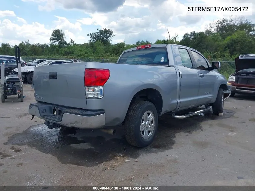 2010 Toyota Tundra Grade 4.6L V8 VIN: 5TFRM5F17AX005472 Lot: 40446130