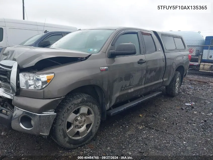 2010 Toyota Tundra Grade 5.7L V8 VIN: 5TFUY5F10AX135365 Lot: 40454765