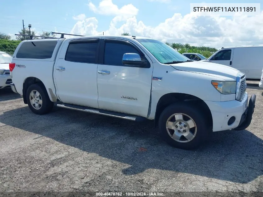 2010 Toyota Tundra Limited 5.7L V8 VIN: 5TFHW5F11AX111891 Lot: 40478762