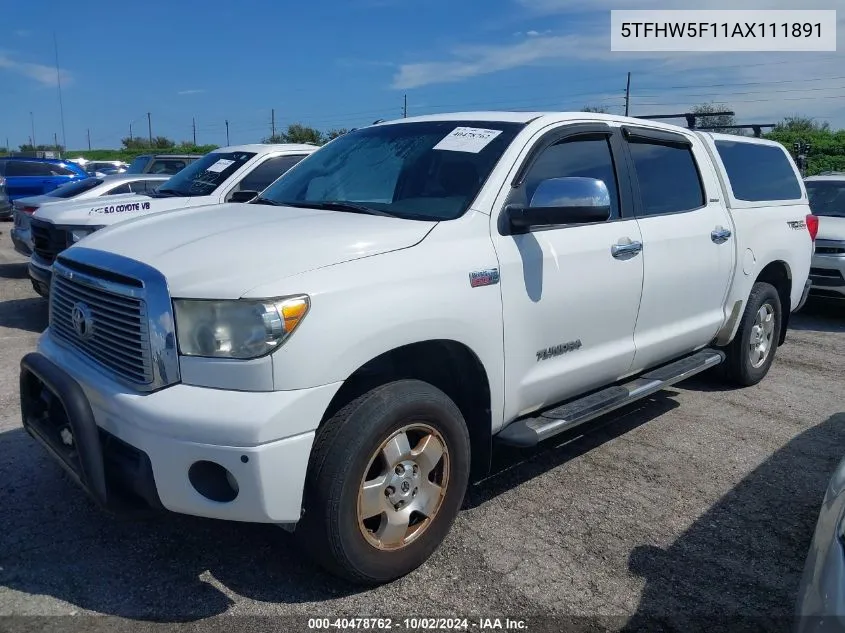 2010 Toyota Tundra Limited 5.7L V8 VIN: 5TFHW5F11AX111891 Lot: 40478762