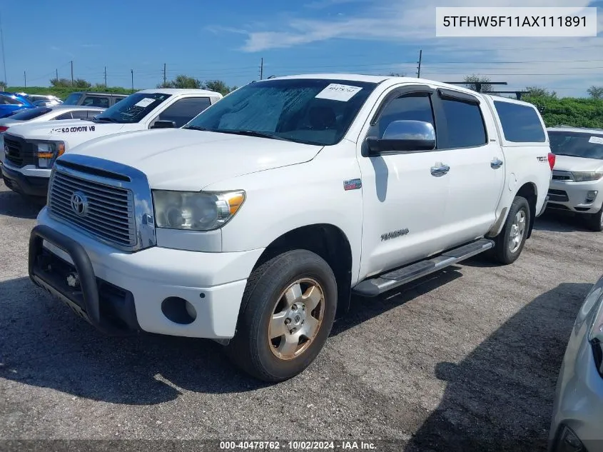 2010 Toyota Tundra Limited 5.7L V8 VIN: 5TFHW5F11AX111891 Lot: 40478762