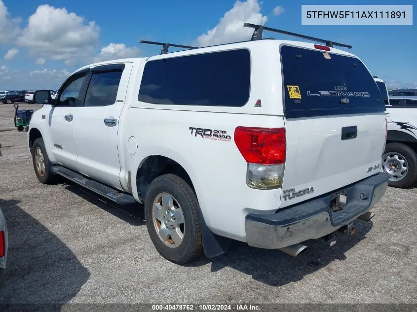 2010 Toyota Tundra Limited 5.7L V8 VIN: 5TFHW5F11AX111891 Lot: 40478762