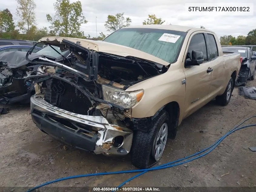 2010 Toyota Tundra Double Cab Sr5 VIN: 5TFUM5F17AX001822 Lot: 40504981