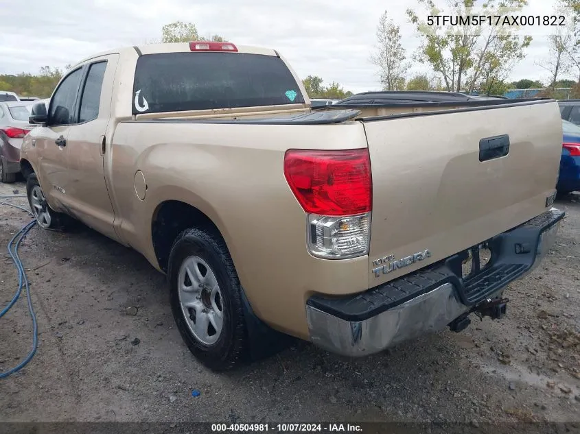 2010 Toyota Tundra Double Cab Sr5 VIN: 5TFUM5F17AX001822 Lot: 40504981