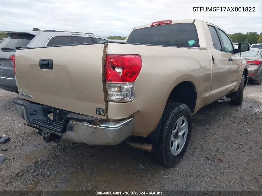 2010 Toyota Tundra Double Cab Sr5 VIN: 5TFUM5F17AX001822 Lot: 40504981