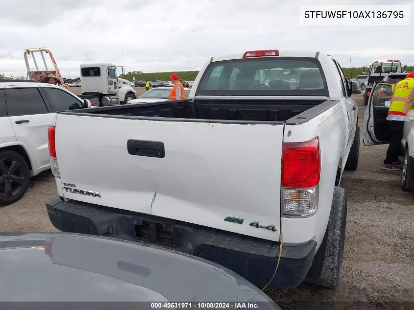 2010 Toyota Tundra Grade 5.7L V8 VIN: 5TFUW5F10AX136795 Lot: 40531971