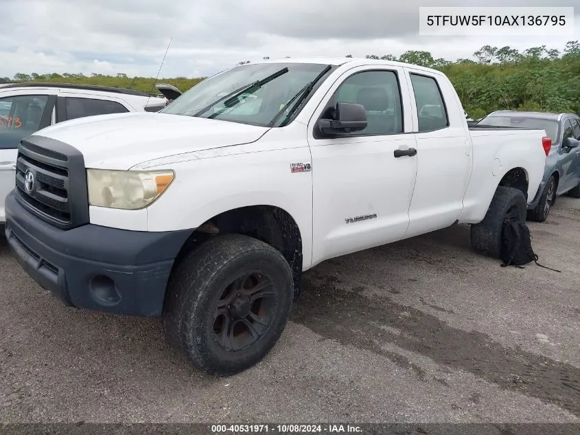 2010 Toyota Tundra Grade 5.7L V8 VIN: 5TFUW5F10AX136795 Lot: 40531971