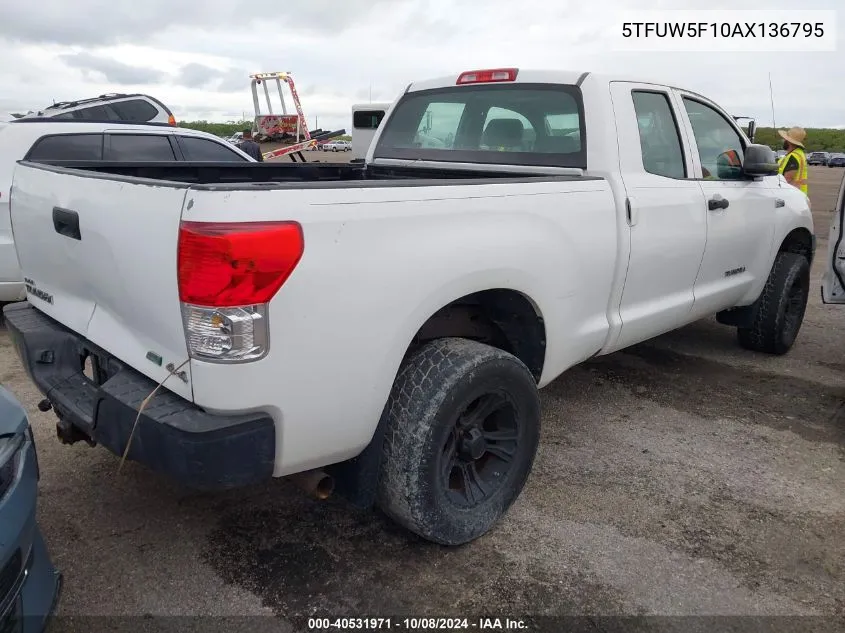 2010 Toyota Tundra Grade 5.7L V8 VIN: 5TFUW5F10AX136795 Lot: 40531971