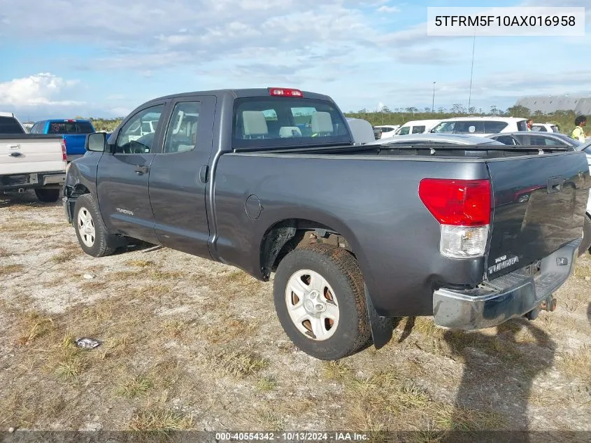 2010 Toyota Tundra Grade 4.6L V8 VIN: 5TFRM5F10AX016958 Lot: 40554342