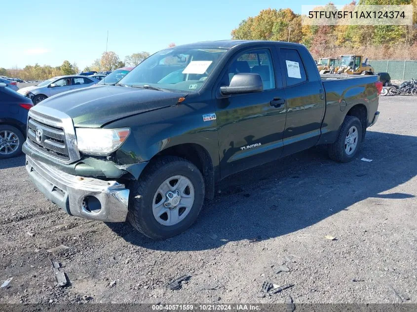 2010 Toyota Tundra Double Cab Sr5 VIN: 5TFUY5F11AX124374 Lot: 40571559