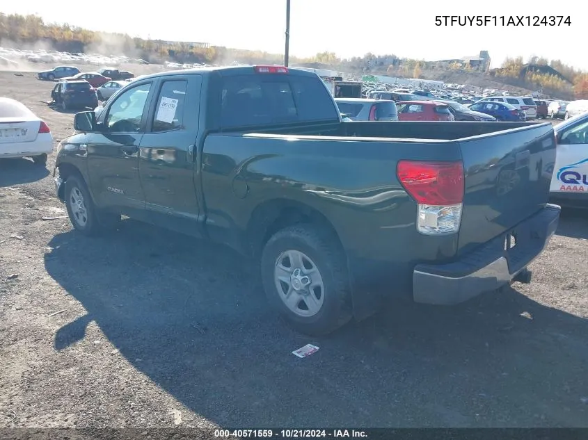 2010 Toyota Tundra Double Cab Sr5 VIN: 5TFUY5F11AX124374 Lot: 40571559