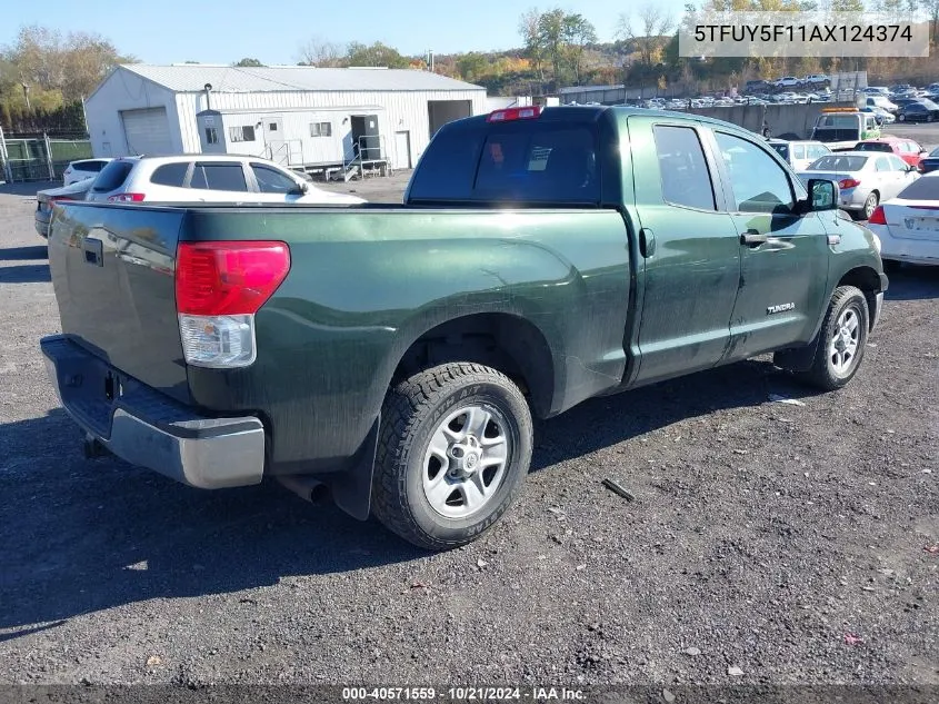 2010 Toyota Tundra Double Cab Sr5 VIN: 5TFUY5F11AX124374 Lot: 40571559