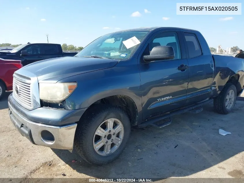 2010 Toyota Tundra Grade 4.6L V8 VIN: 5TFRM5F15AX020505 Lot: 40645313