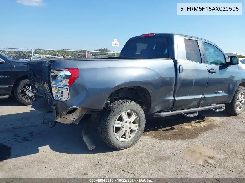 2010 Toyota Tundra Grade 4.6L V8 VIN: 5TFRM5F15AX020505 Lot: 40645313