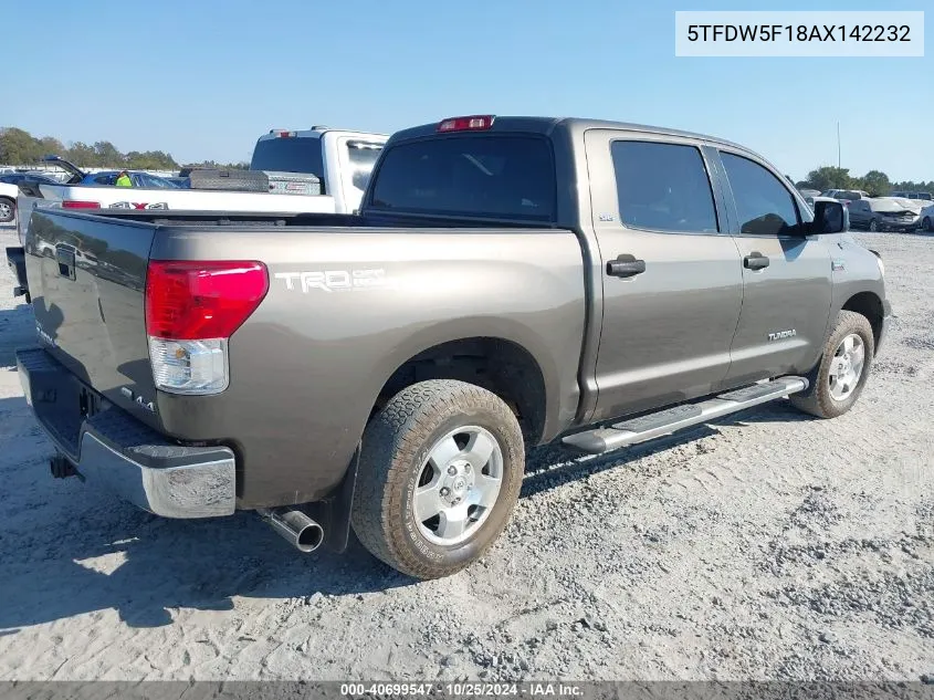 2010 Toyota Tundra Grade 5.7L V8 VIN: 5TFDW5F18AX142232 Lot: 40699547