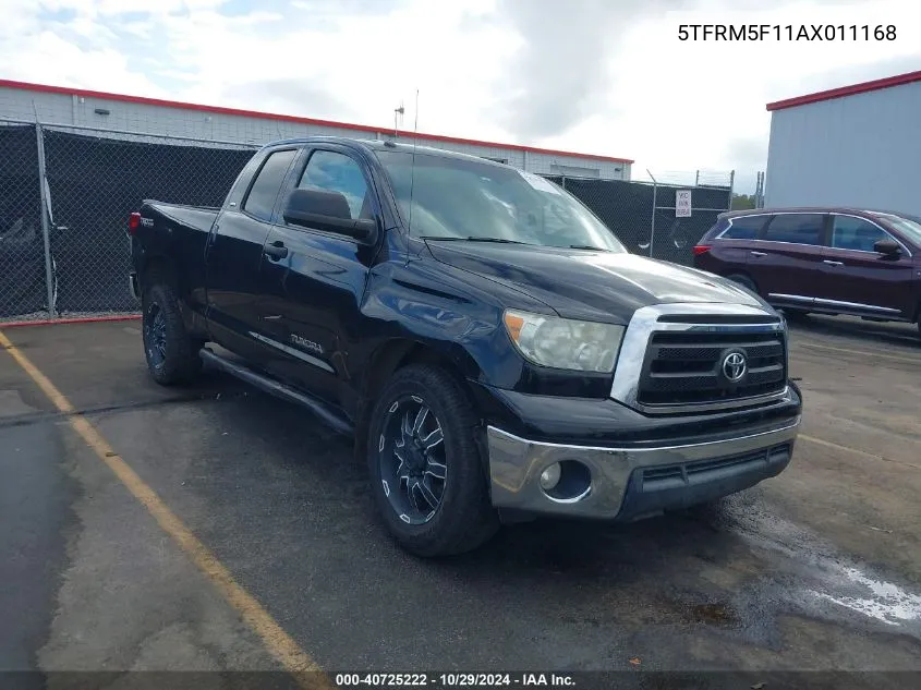 2010 Toyota Tundra Double Cab Sr5 VIN: 5TFRM5F11AX011168 Lot: 40725222