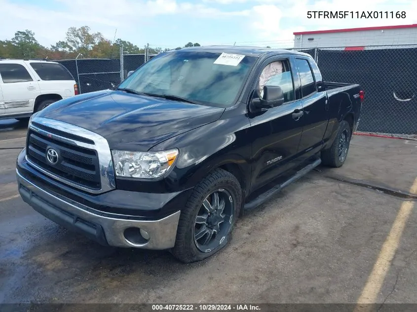 2010 Toyota Tundra Double Cab Sr5 VIN: 5TFRM5F11AX011168 Lot: 40725222