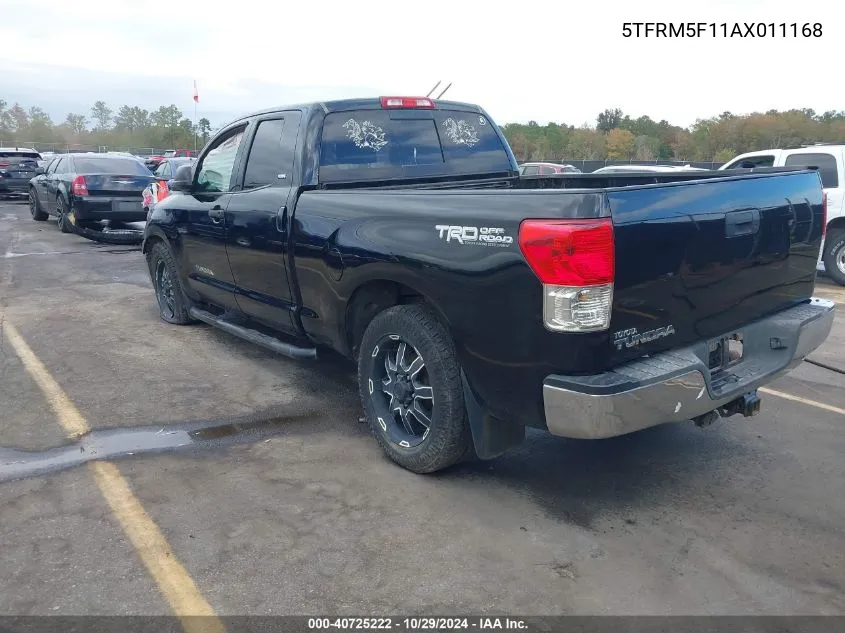 2010 Toyota Tundra Double Cab Sr5 VIN: 5TFRM5F11AX011168 Lot: 40725222