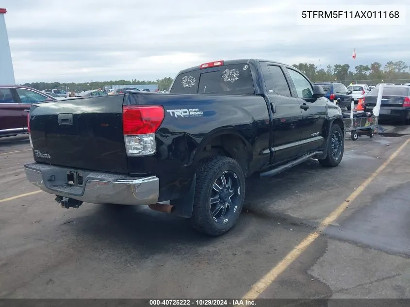 2010 Toyota Tundra Double Cab Sr5 VIN: 5TFRM5F11AX011168 Lot: 40725222