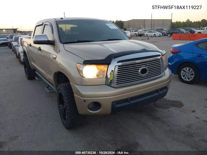 2010 Toyota Tundra Limited 5.7L V8 VIN: 5TFHW5F18AX119227 Lot: 40730236