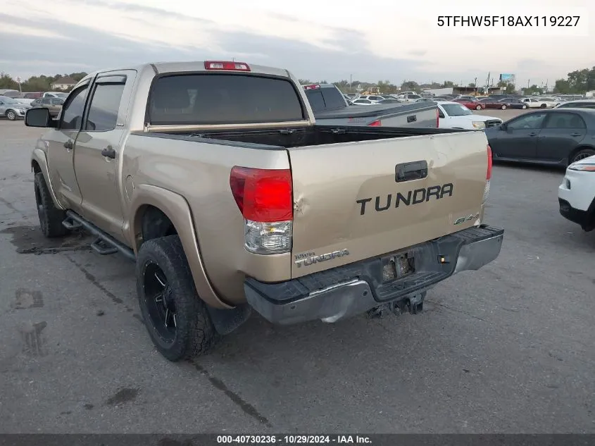 2010 Toyota Tundra Limited 5.7L V8 VIN: 5TFHW5F18AX119227 Lot: 40730236