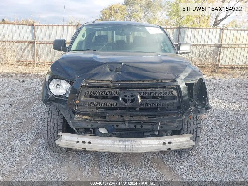 2010 Toyota Tundra Grade 5.7L V8 VIN: 5TFUW5F15AX154922 Lot: 40737234