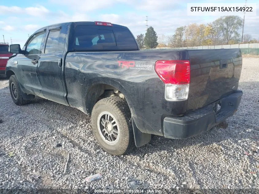 2010 Toyota Tundra Grade 5.7L V8 VIN: 5TFUW5F15AX154922 Lot: 40737234