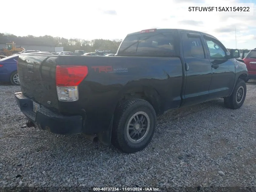 2010 Toyota Tundra Grade 5.7L V8 VIN: 5TFUW5F15AX154922 Lot: 40737234