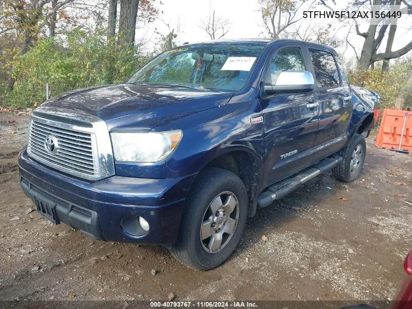 2010 Toyota Tundra Limited 5.7L V8 VIN: 5TFHW5F12AX156449 Lot: 40793767