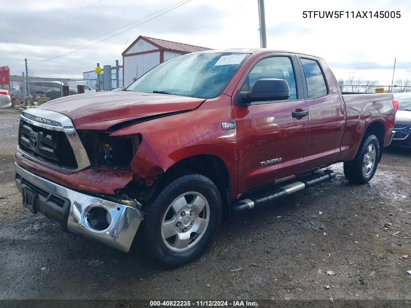 2010 Toyota Tundra Grade 5.7L V8 VIN: 5TFUW5F11AX145005 Lot: 40822235