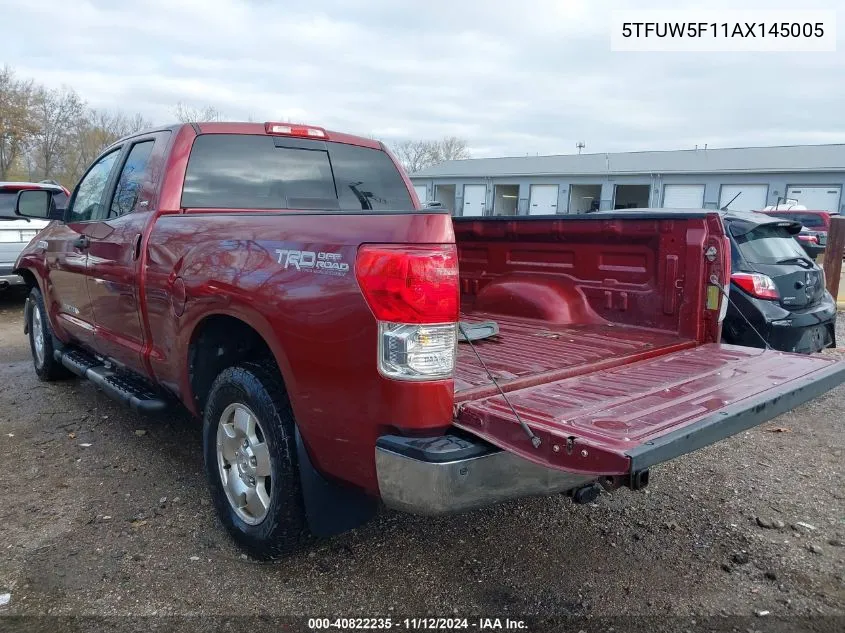 2010 Toyota Tundra Grade 5.7L V8 VIN: 5TFUW5F11AX145005 Lot: 40822235