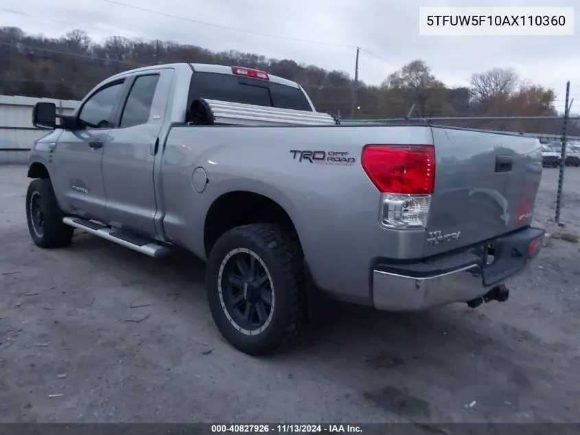 2010 Toyota Tundra Grade 5.7L V8 VIN: 5TFUW5F10AX110360 Lot: 40827926