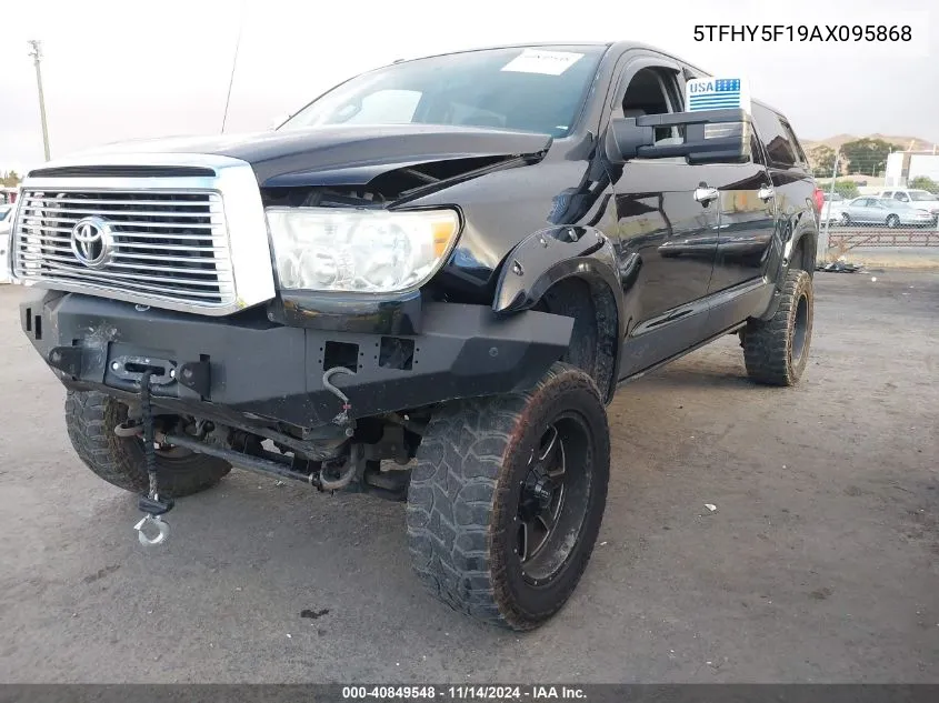 2010 Toyota Tundra Crewmax Limited VIN: 5TFHY5F19AX095868 Lot: 40849548