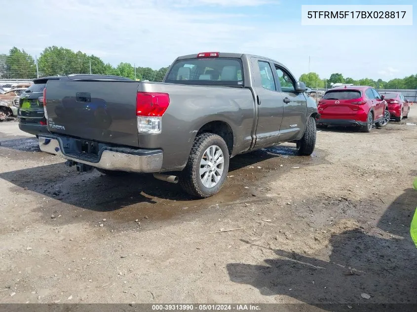 2011 Toyota Tundra Grade 4.6L V8 VIN: 5TFRM5F17BX028817 Lot: 39313990