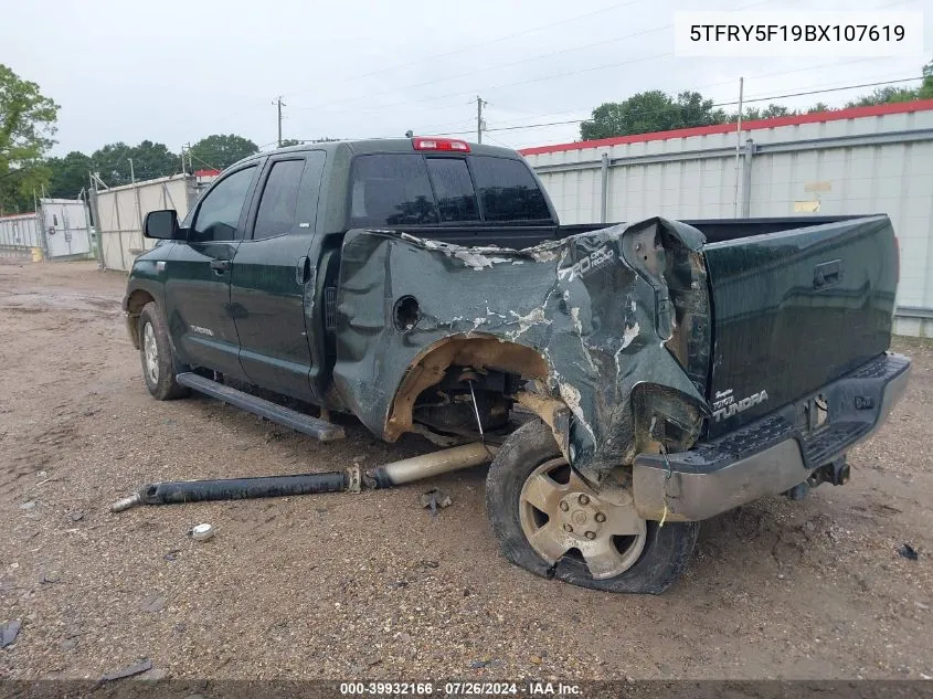 2011 Toyota Tundra Grade 5.7L V8 VIN: 5TFRY5F19BX107619 Lot: 39932166