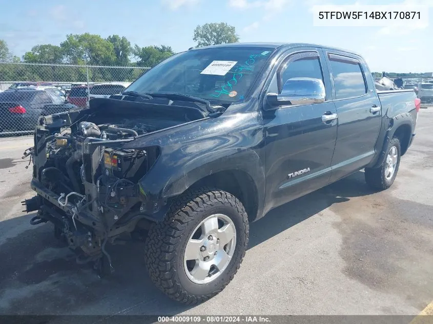 2011 Toyota Tundra Crewmax Sr5 VIN: 5TFDW5F14BX170871 Lot: 40009109