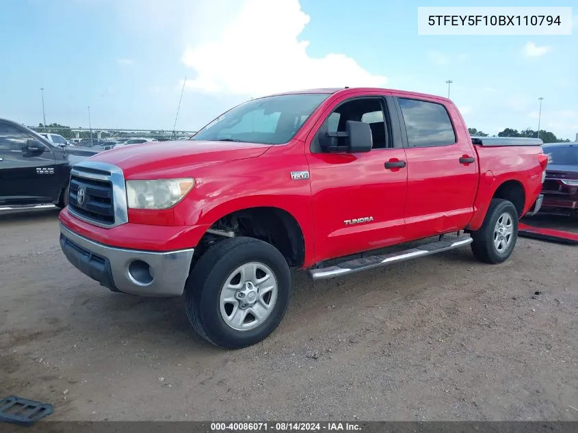 2011 Toyota Tundra Grade 5.7L V8 VIN: 5TFEY5F10BX110794 Lot: 40086071