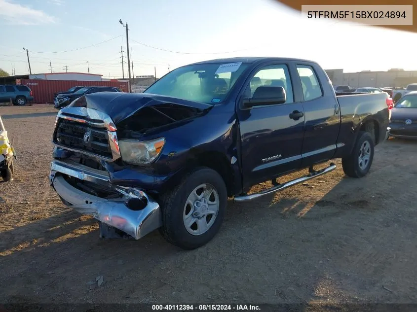 2011 Toyota Tundra Grade 4.6L V8 VIN: 5TFRM5F15BX024894 Lot: 40112394