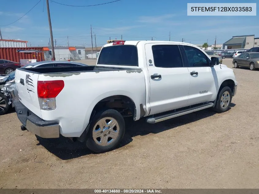 2011 Toyota Tundra Grade 4.6L V8 VIN: 5TFEM5F12BX033583 Lot: 40134680