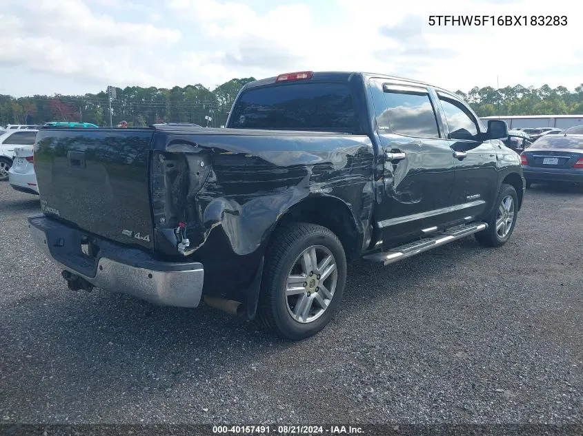 2011 Toyota Tundra Crewmax Limited VIN: 5TFHW5F16BX183283 Lot: 40157491