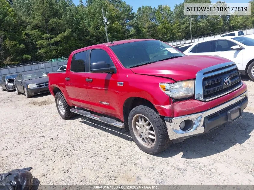 2011 Toyota Tundra Grade 5.7L V8 VIN: 5TFDW5F11BX172819 Lot: 40167300